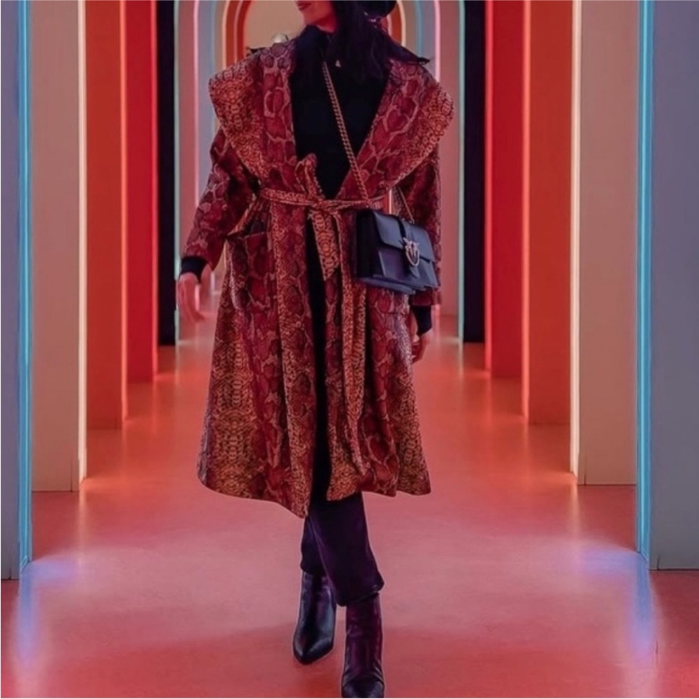 Hutch • Snakeskin Longline Robe Wrap Coat Women's Snake Print Coat